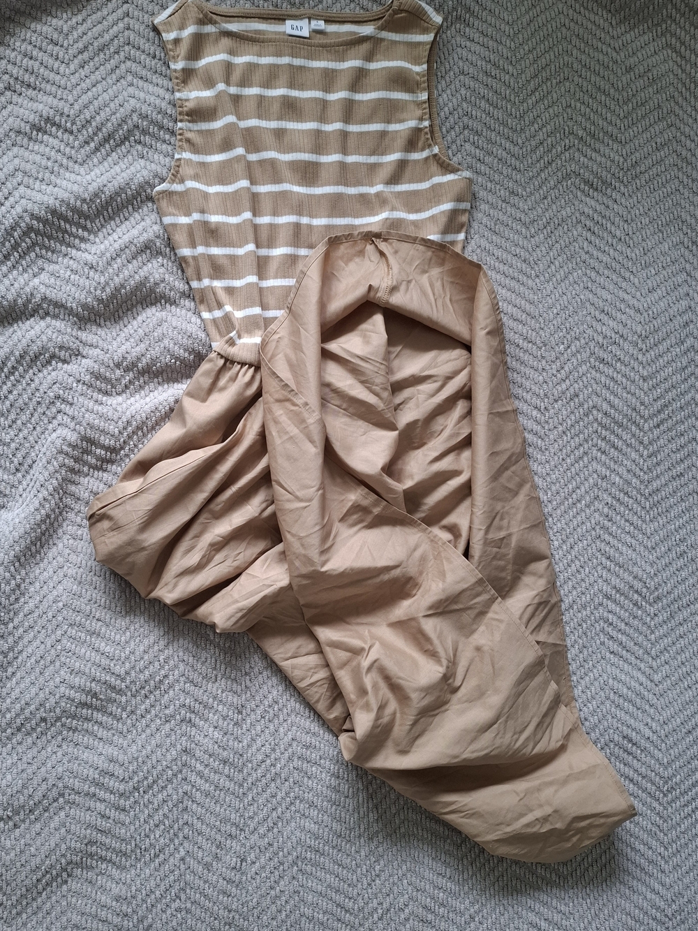 GAP Women's Tan & White Striped Dress